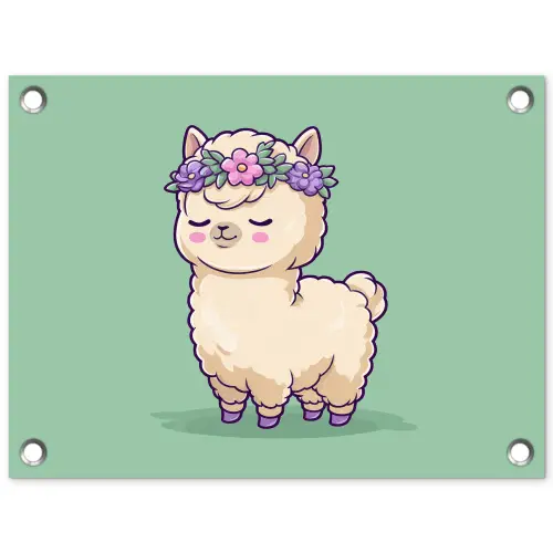 Alpaca - Groen - Bloemendiadeem tuinposter los doek klein -3d