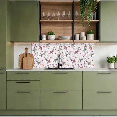 Vis - Koi - Bloemen - Patronen keuken achterwand 2 middel 871 -sfeer3