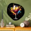Wijn - Glas - Graffiti - Borrel - Rood - Verf Wandcirkel Organisch Plexiglas middel -sfeer2