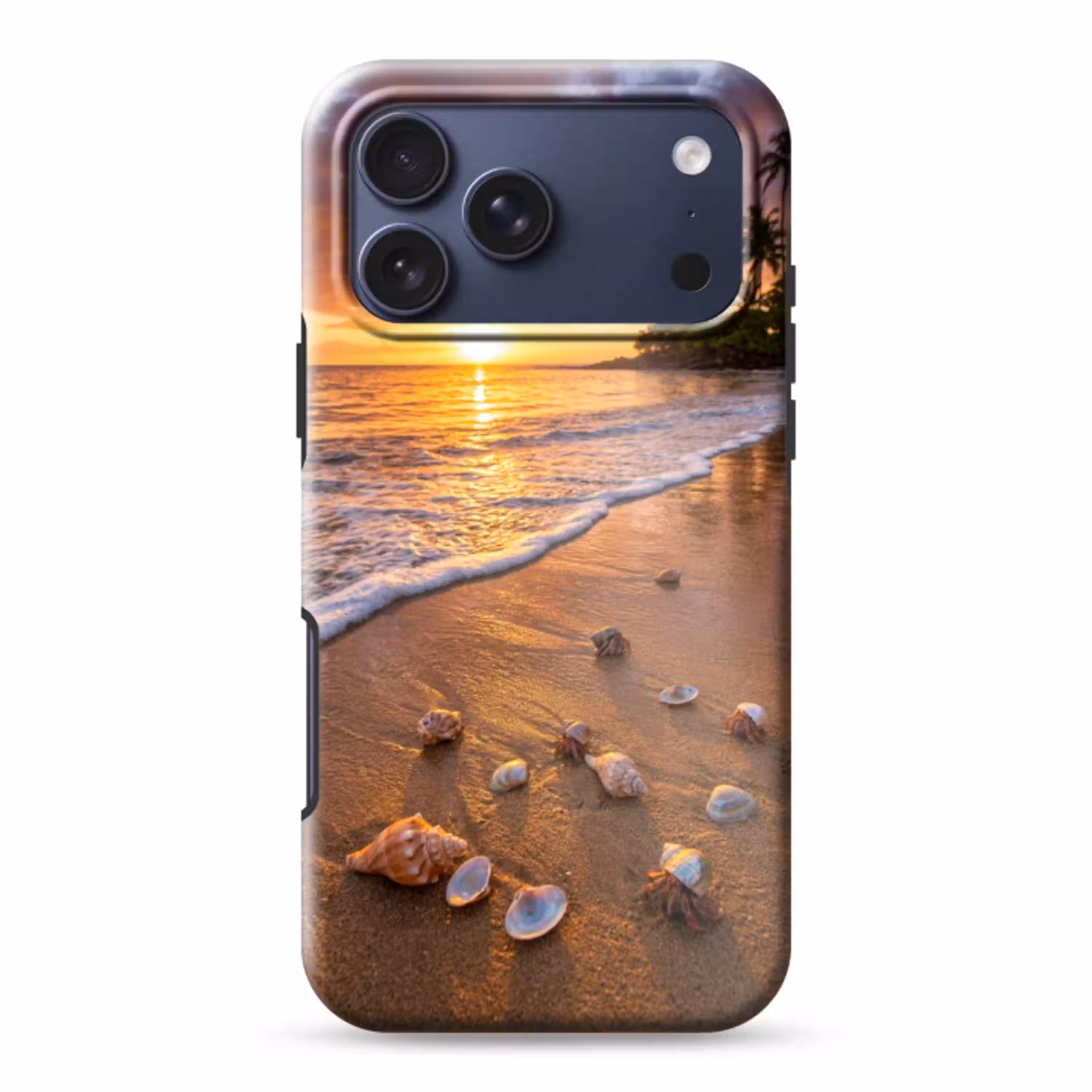 Strand - Zonsondergang - Palmbomen - Natuur - Oranje Toughcase MagSafe Apple iPhone 17 Pro Max klein -3d