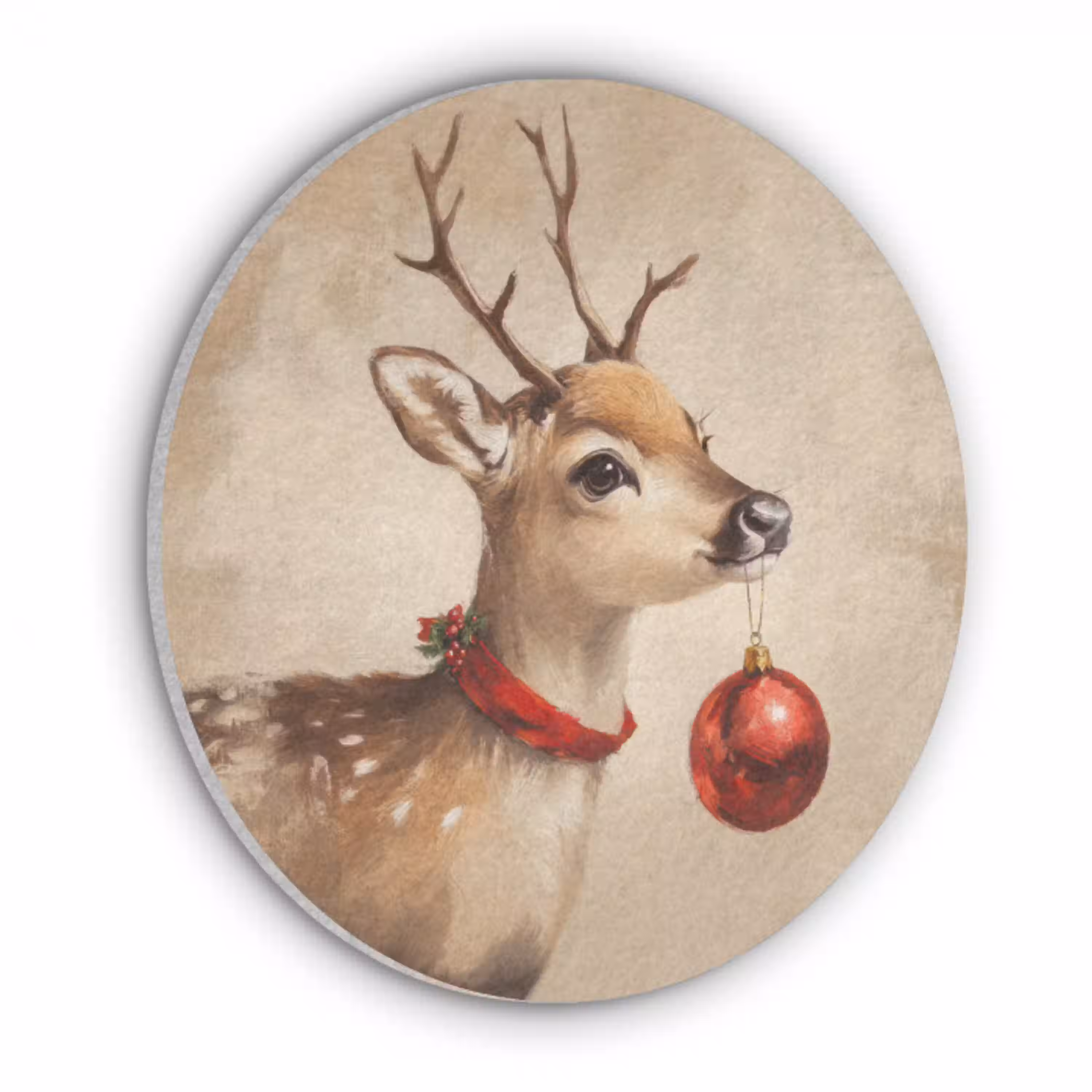 Kerst - Hert - Gewei - Kerstbal - Rendier Akoestische PET Vilt - Rond klein -3d