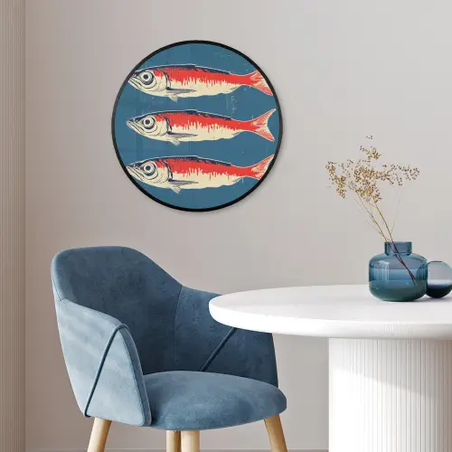 Vissen - Rood - Blauw Fotolijst rond zonder passe partout klein -sfeer2