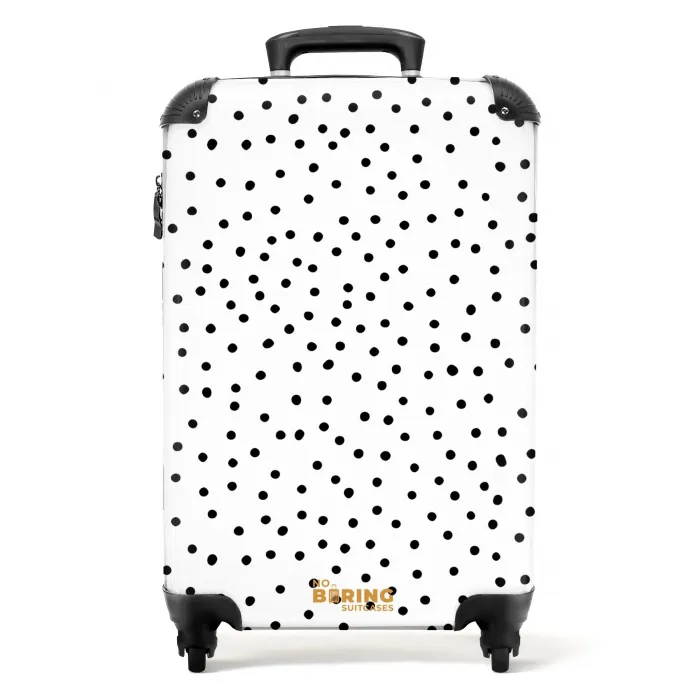 Zwarte stippenregen over een wit oppervlak NBS - Handbagage koffer - Volwassenen Unisex middel -productfoto_recht