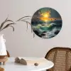 Zee - Zon - Golven - Rotsen Wandcirkel kunststof plaat 5mm dik klein -sfeer4