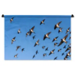Zwaluwen - Vliegen - Blauw Wandkleed katoen middel -zz3d