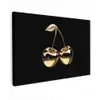 Kersen - Zwart - Goud - Chrome Tuinposter op houten frame 2 cm dik klein -3d
