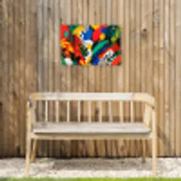 Abstract - Planten - Vormen - Kleurrijk Tuinposter op houten frame 2 cm dik klein -sfeer4