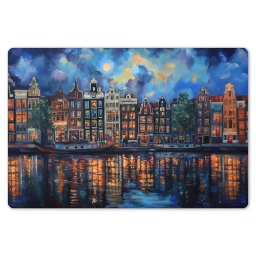 Grachten Amsterdam - Huizen - Stad - Kleurrijk Placemat vinyl groot -zzsfeer1_Kitchenyeah-website