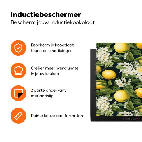 Hangende - Citroenen - Witte - Bloemetjes Inductie beschermer vinyl 3mm klein 276 -zzzzzzz-td-ups