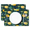 Bloemen - Bladeren - Citroenen - Blauw Placemat vinyl groot 368 -zzsfeer2_Kitchenyeah-website