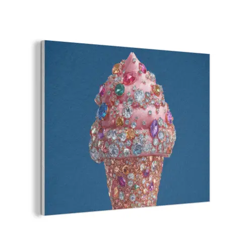 Ijsje - Hoorntje - Steentjes - Blauw PET vilt klein -3d