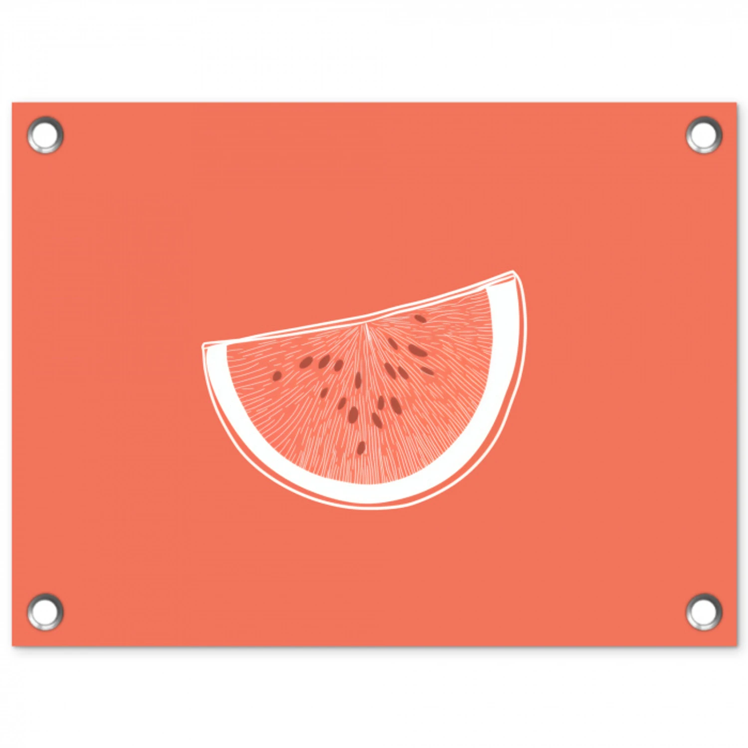 Watermeloen - Lijnen - Koraalrood tuinposter los doek klein -3d