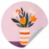 Tulpen - Vaas - Strepen - Paars Wandcirkel behangsticker klein -3d