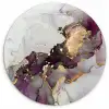 Marmer - Abstract - Goud - Paars Wandcirkel kunststof plaat 5mm dik klein -3d