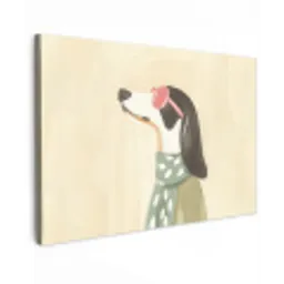 Hond - Zonnebril - Sjaal Tuinposter op houten frame 2 cm dik klein -3d
