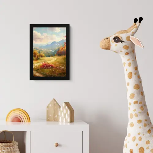 Landschap - Illustratie - Natuur fotolijst zwart zonder passe partout klein -usfeer4_kinderkamer