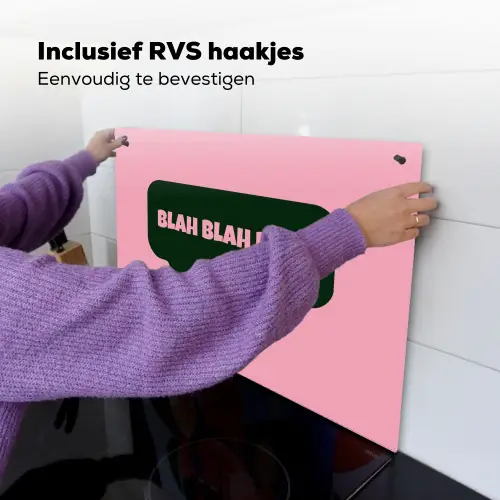 Roze - Tekstwolk - Groen - BLAH BLAH BLAH Inductie beschemer met haakjes klein -ky-ophangen-nl
