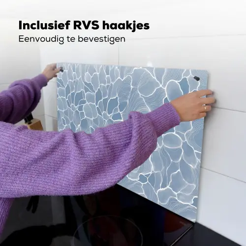 Abstract - Blauw - Bladeren Inductie beschemer met haakjes klein -ky-ophangen-nl