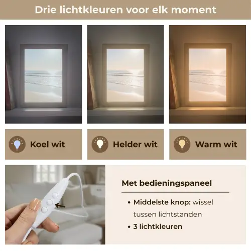 Zee - Zon - Zand Light Box met kabel (Tafellamp) klein -USP_lichtkleurNL