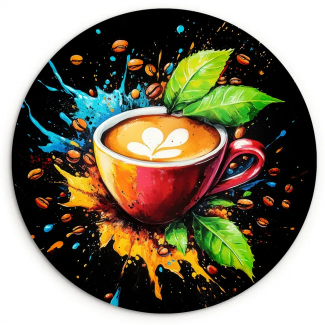 Muurcirkel glas - Koffie - Graffiti - Drinken - Abstract