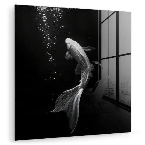 Koi - Vis - Wit - Zwart plexiglas 5mm klein -zzzproduct_nieuw