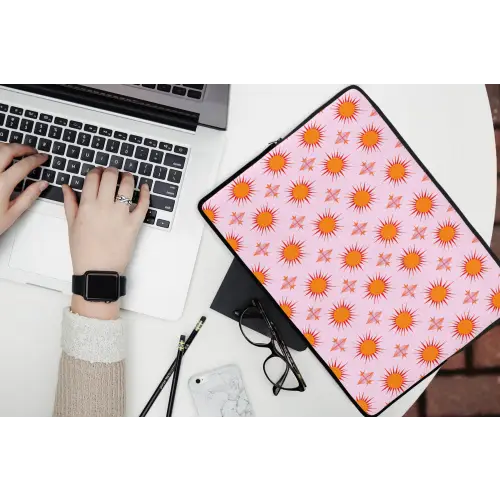 Zon - Patroon - Roze laptophoes neopreen klein 279 -bureau
