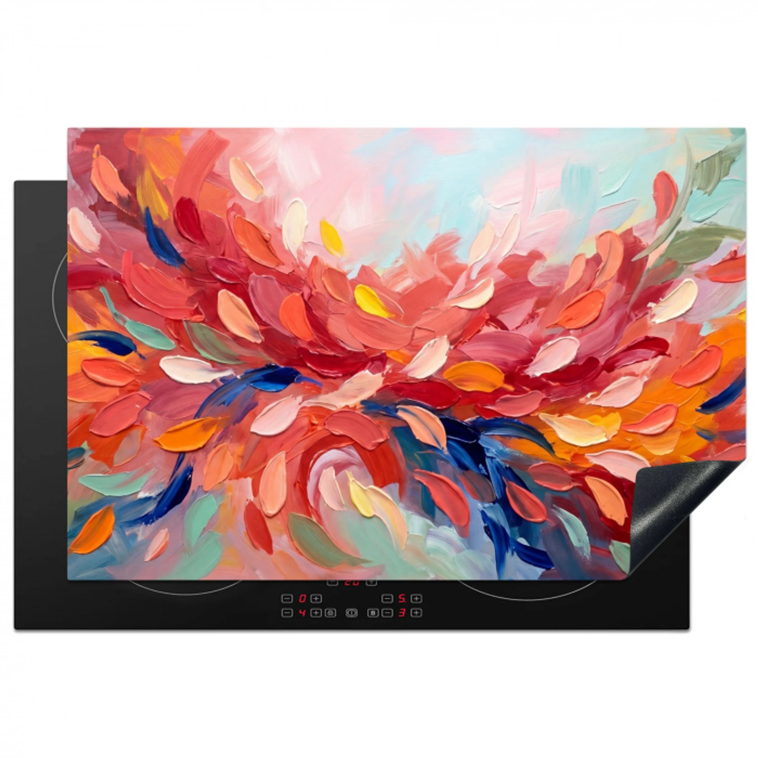 Bloemen - Abstract - Kunst - Modern Inductie beschermer vinyl 3mm klein -3d