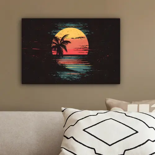 Strand - Minimalistisch - Zon - Oranje canvas 2cm klein -sfeer3