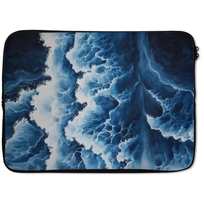 Golven - Blauw - Schuim laptophoes neopreen klein -zkaufland3dotto