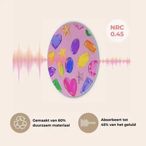 Edelstenen - Vormen - Hartje - Kleurrijk Akoestische PET Vilt - Rond klein -USP_NL