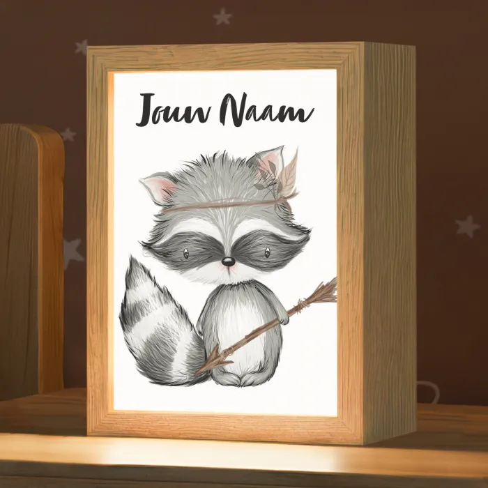Wasbeer - Dier - Bosdieren Light Box met kabel (Kinderlampje) klein -zzz_3d_website