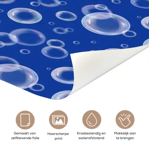 Bubbels - Patroon - Blauw deurposter klein -closeup_NL