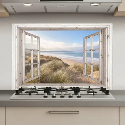 Doorkijk - Zee - Strand - Duinen keuken achterwand spatscherm klein -3d_website