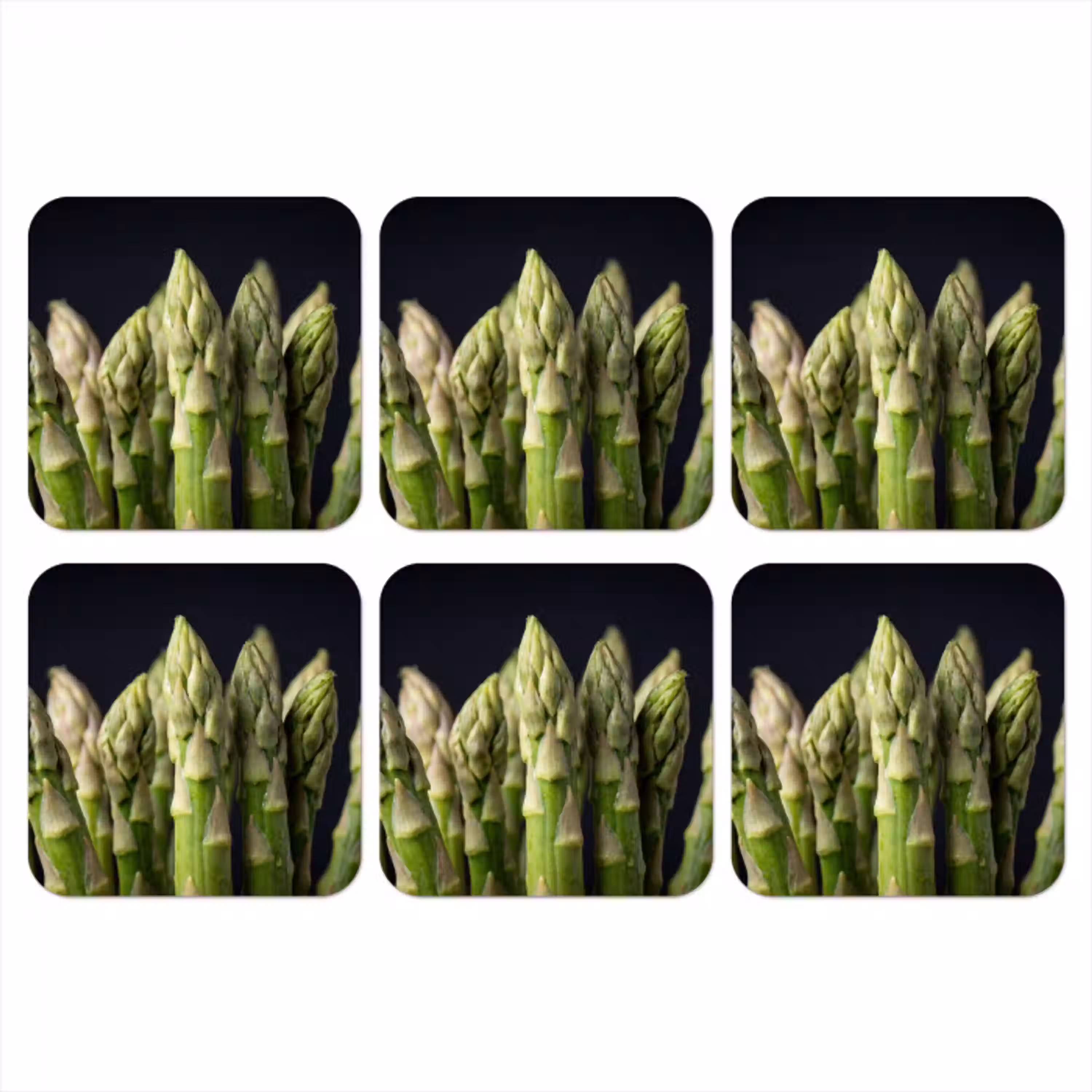 Asperges - Groen - Zwart onderzetter kurk middel -3d