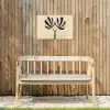 Bladeren - Gestreept - Stengel - Beige Tuinposter op houten frame 2 cm dik klein -sfeer4