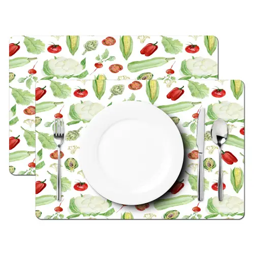Patroon - Groen - Rood - Groente Placemat vinyl groot 368 -zzsfeer2_Kitchenyeah-website