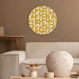 Geel - Beige - Patroon Akoestische PET Vilt - Rond klein 838 -sfeer1