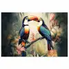 Toekan - Vogels - Bloemen - Natuur - Jungle poster papier klein -3d