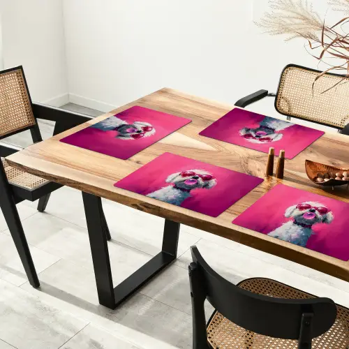 Pink - Hond - Bubbel Placemat vinyl groot -zzsfeer4_Kitchenyeah-website