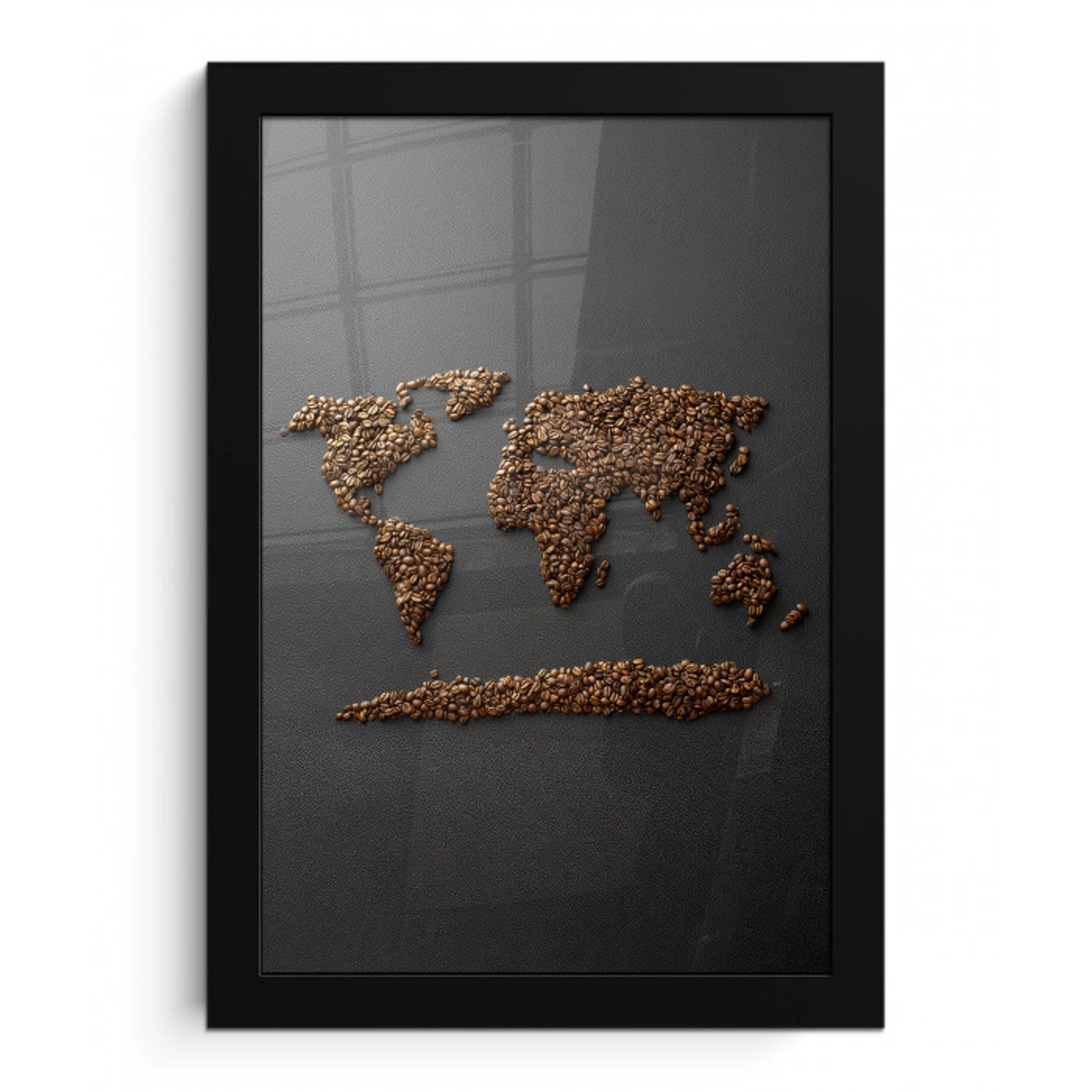Wereldkaart - Koffie - Grijs fotolijst zwart zonder passe partout klein -3d