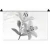 Lelies - Elegant - Zwart - Wit Wandkleed katoen klein -zz3d
