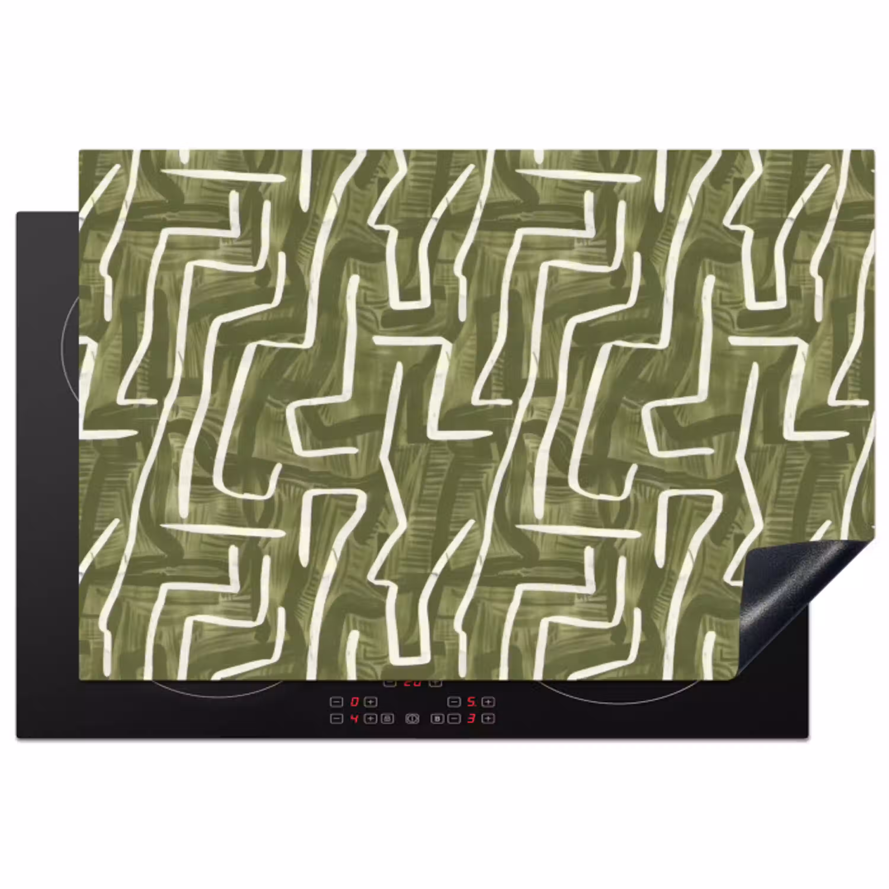 Groen - Abstract - Penseelstreken - Patroon Inductie beschermer vinyl 3mm klein 276 -3d
