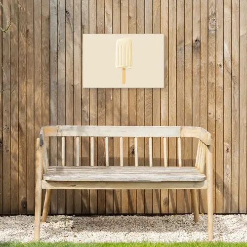 Minimalistisch - Waterijsje - Stokje - Beige Tuinposter op houten frame 2 cm dik klein -sfeer4