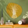 Lijnillustratie - Ananas - Bladkroon - Okergeel Wandcirkel Organisch Plexiglas middel -sfeer2