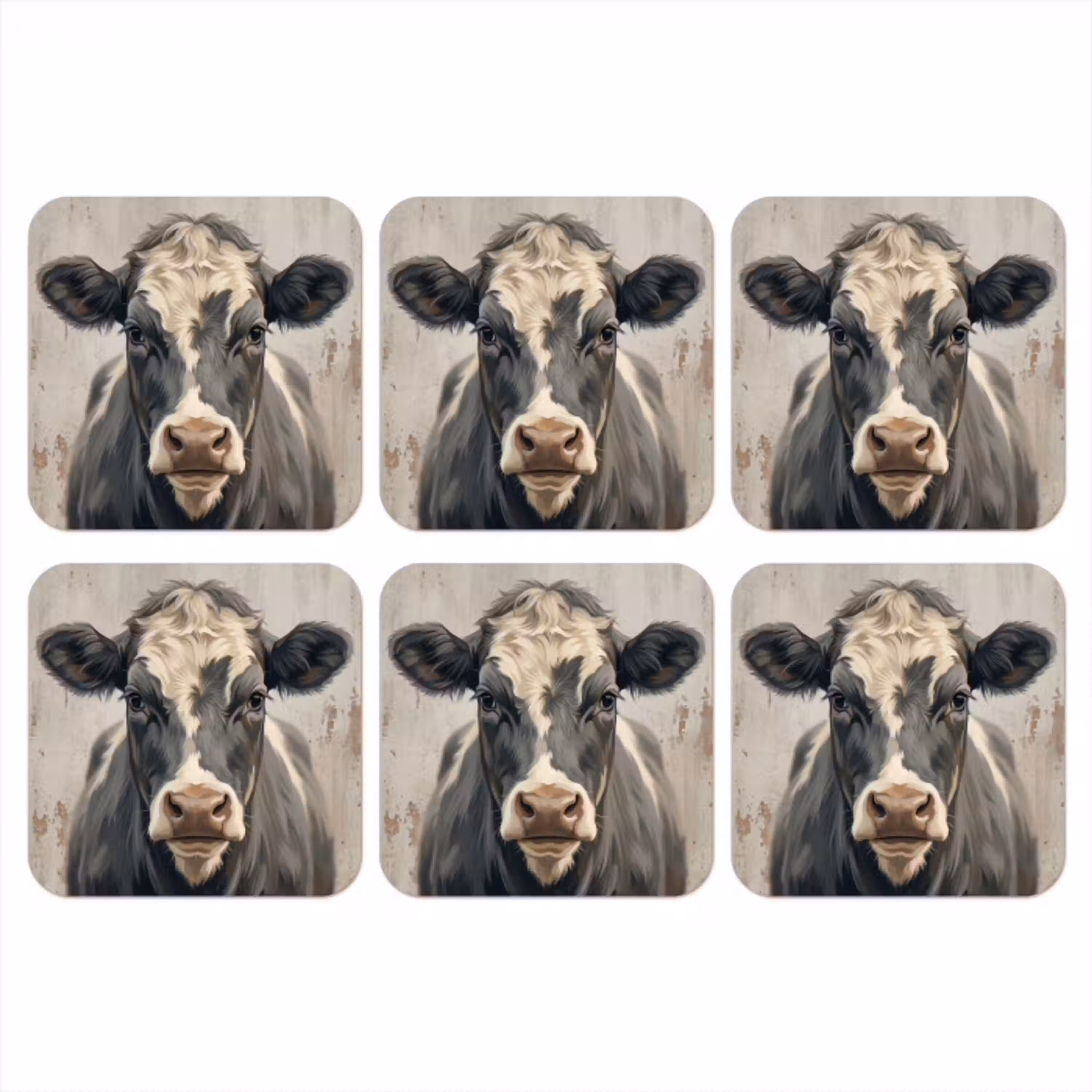Koe - Portret - Dieren - Modern onderzetter kurk middel -3d