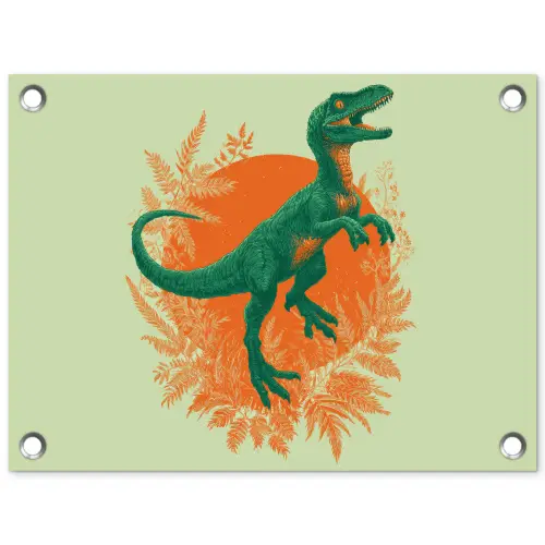 Dinosaurus - Groen - Planten - Cirkel tuinposter los doek klein -3d