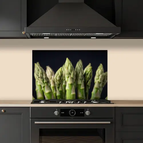 Asperges - Groen - Zwart keuken achterwand spatscherm klein -sfeer1