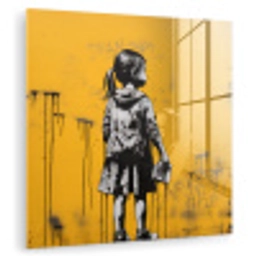 Meisje - Boek - Gele Muur - Graffiti plexiglas 5mm klein -zzzproduct_nieuw