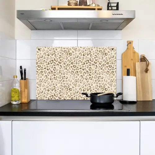 Luipaard - Klassiek - Beige Inductie beschemer met haakjes klein 777 -sfeer2