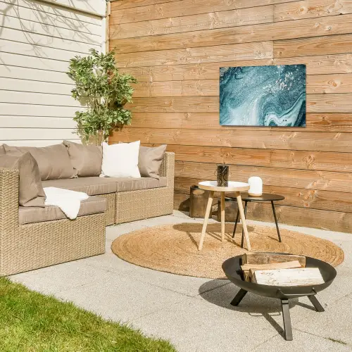 Marmer look - Blauw - Luxe Tuinposter op houten frame 2 cm dik klein -sfeer2